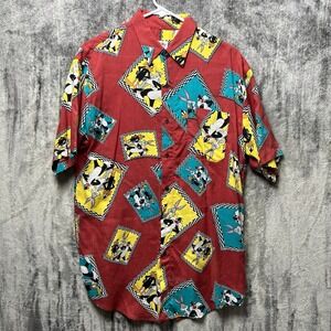 VINTAGE Warner Bros Shirt Size XL Hawaiian Looney Tunes 1993 Rayon AOP